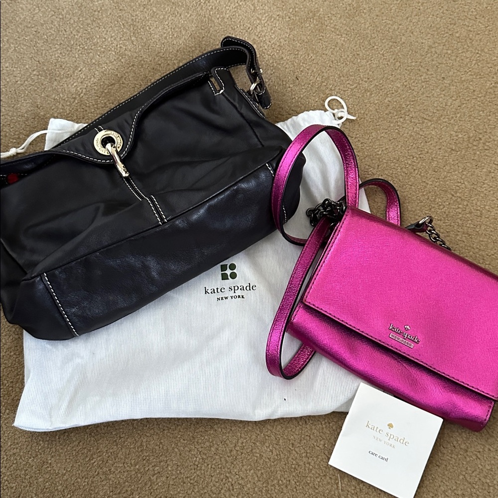 kate spade Metallic Fuchsia Crossbody and brown Hobo Set